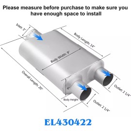 ELSHINE Universal Exhaust Muffler with Aggressive Sound, Anti-corrosive Chamber Muffler