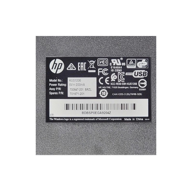 HP Genuine HP Wired USB Keyboard with Smart Card Reader