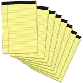 8 Pack Yellow Legal Pads 5x8 Small Note Pads 240 Sheets Perforated Yellow Pads Paper Narrow Ruled Writing Pad 80gsm Premium Thick Paper College Ruled Legal Notepads for Students, Office, Business