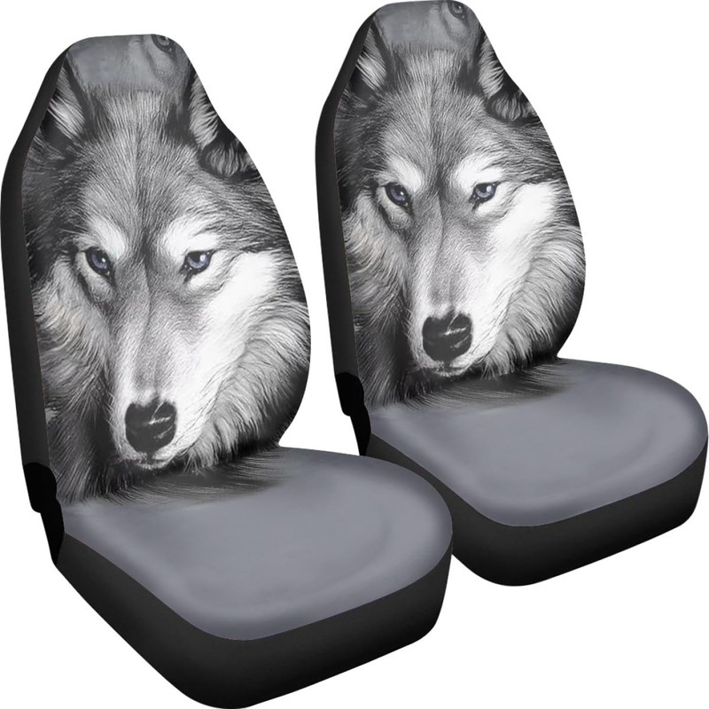 Pehede Car Seat Cover Grey Wolf Front for Cars, Easy