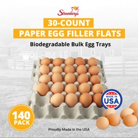 Stromberg's 30-Count Paper Egg Filler Flats, Biodegradable Bulk Egg Trays for Chickens and Ducks, Eco-Friendly Egg Flat for Safe Transport, Storage, and Sale, 140-Pack (Eggs Not Included)