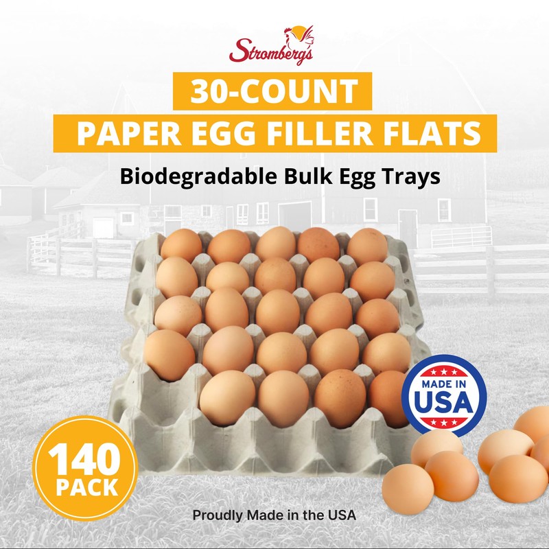 Stromberg's 30-Count Paper Egg Filler Flats, Biodegradable Bulk Egg Trays
