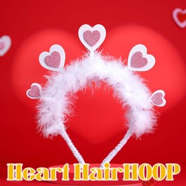 Tgirls Valentine's Day Headbands Glitter Sequin Love Heart Headwear Birthday Party Holiday Hair Accessories (White, One Size)