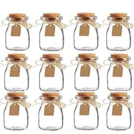 Amajoy 16PCS 3.4oz Small Glass Jars with Cork Glass Favor Jar Candy Bottle Decorative Jars DIY Jar Wedding Favor Party Favor Honey Pot with Label Tags and String (16)