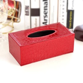 Paper Holder,Attractive Sturdy Space Tidier Case Napkin Leather Holder Car Automotive Decoration Package Content Leather Household Office Tissue Box Paper Holder,Rectangular Tissue (1 PCS Red)