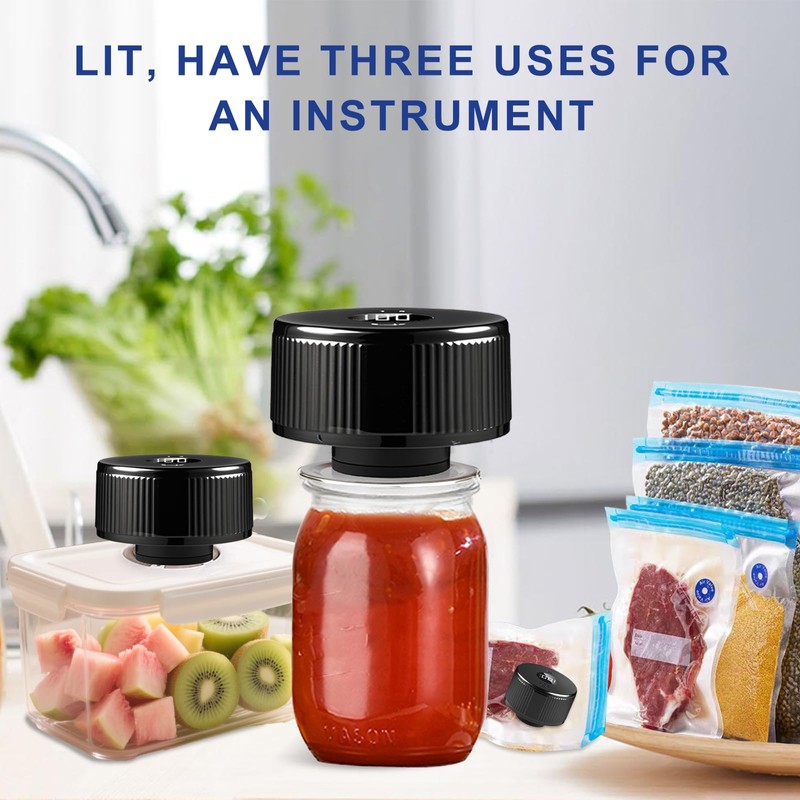 Electric Mason Jar Vacuum Sealer Kit - for Wide &