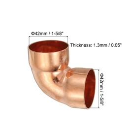 PATIKIL 1-5/8"ID 1.3mm Thick Elbow Copper Fitting, 1Pcs 99.9% Pure Copper Pipe Fitting 90 Degree Short Radius Tube Connector Sweat Solder for HVAC Refrigeration System