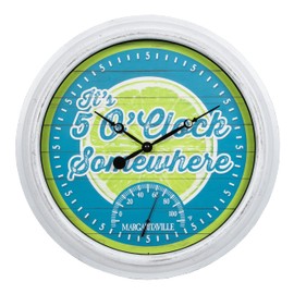 La Crosse Technology 433-3841MV2T 15.75" Indoor/Outdoor Quartz Clock with Temp-Margaritaville It’s 5 O’Clock Somewhere