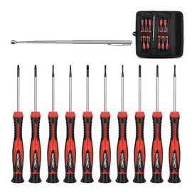 HAUTMEC 11-PCS Precision Screwdriver Set with Telescoping Magnetic Pickup, Phillips, Flat, Torx, Pouch, Chrome Vanadium Steel Shaft Magnetic Small Screwdriver Set for Eyeglass, Watch, Laptop, Phone