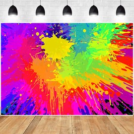 Paint Splash Backdrop - Colorful Abstract Graffiti Style Photography Background for Birthday,Paint Theme Party Banner Video Studio Props (7x5ft)