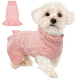 Lelepet Dog Sweater, Medium Dog Sweaters for Girls Christmas Dog Sweaters for Medium Dogs Turtleneck Dog Knitwear Cable Knit Winter Dog Dress Fall Pet Sweater, Pug, Boston Terrier, Medium Dog Sweater
