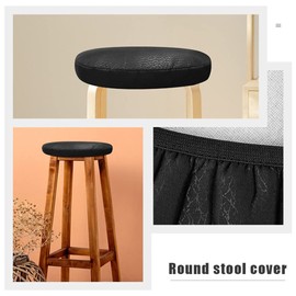 Healifty 2pcs Leather Chair Seat Covers Round Stool Covers Waterproof Seat Cushion Chair Slipcover Home Office Restaurant Library Office Chair Protector Cover Slipcover Black 30cm