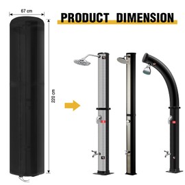 Fenghome Protective Cover for Solar Shower, Waterproof, Windproof, Garden Shower Cover for Garden, 420D Outdoor Shower, Solar Shower Protective Cover with UV Coating, Black (220 x 67 cm)