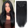 Aison Jet Black Clip in Hair Extensions Real Human Hair