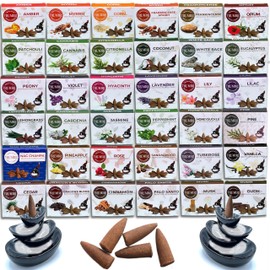 Trumiri Backflow Incense Cones for Waterfall Fountain - 12 Random Scents - Insence - Insenses - Large Long Lasting Variety Pack - Inciensos - 10 Cones per Scent - Total 120 Conos