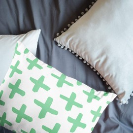 BonaMaison Decorative Cushion Cover Petrol Green White Cushion Cover for Bed, Car, Sofa, Home, Living Room, Bedroom, Decoration, 45 x 60 cm - Designed and Made in Turkey