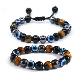 Evil Eye Bracelets for Women Men Healing Crystal Beaded Bracelet Inspiration Bracelet Turkish Blue Eye Bracelet for Protection Good Luck Bracelets Jewelry Gifts for Women Men