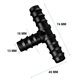 Maitys 8 Pieces 1/2 Inch (16mm) Garden Barbed Connector Plastic Drip Irrigation Hose Connector, Black (Tee)