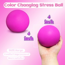 Giant Stress Balls Squishy Toys for Adults and Kids Prizes, 4-inch Jumbo Squeeze Dough Ball, Goodie Bag Stuffers, Stretchy Stress Ball for Anxiety, Autism | Purple Color Changing Stress Balls