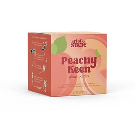 Art of Sucre Peachy Keen Cotton Drink Candy Glitter Bombs, Edible Glitter, Drop into Drinks, 4 Pieces