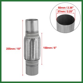 Motoforti 2.25"x6"x10" Vehicle Exhaust Flex Pipe with Welding Extension Pipe Long-lasting