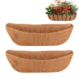 Dovesail 2 Pack 36 inch Trough Coco Liner for Planters, Pre-Formed Coconut Coir Replacement Liner, Natural Coconut Fiber for Window Flower Box, Fence Flower Baskets, Garden Flower Pot