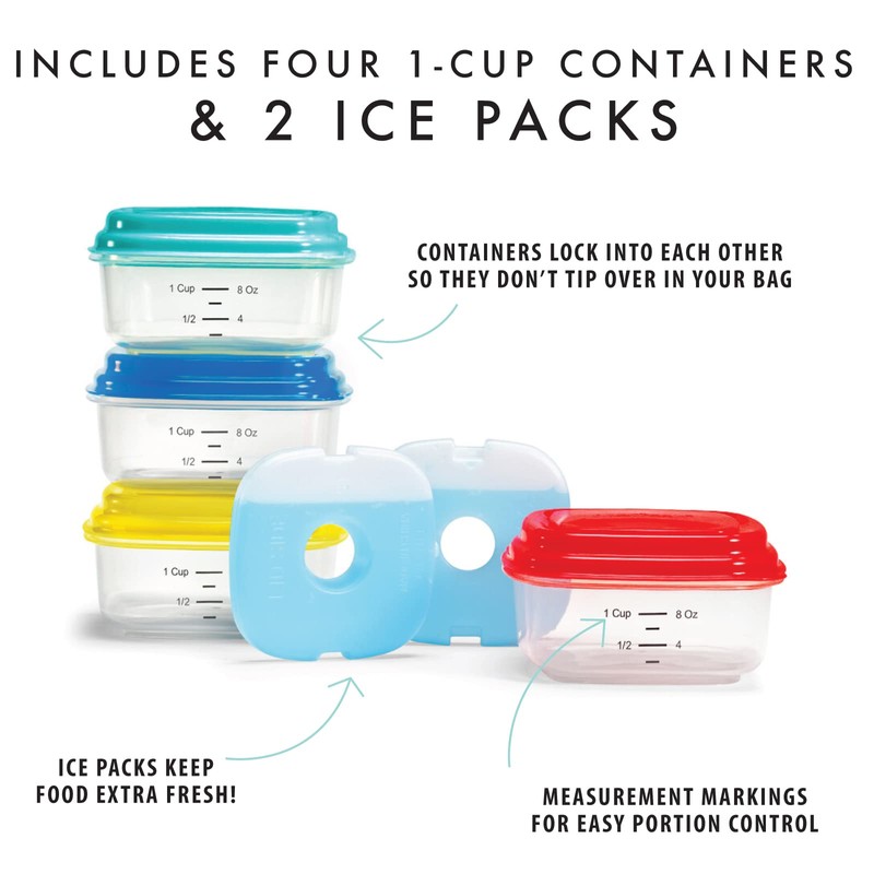 Fit & Fresh Small Plastic Containers 8 oz With Multicolor