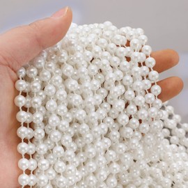 150 Pcs Pearl Necklaces Bulk Party Pearl Necklaces Faux Pearl Strand Necklace White Bead Necklace for 1920s Party Tea Party Bridal Shower Masquerade Flapper Party (0.28 Inch)