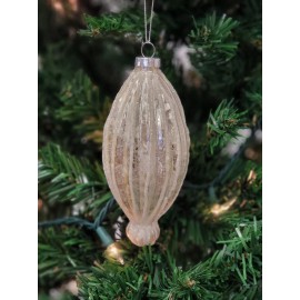 Wizardi Gold Elongated Teardrop Glass Christmas Ornament F07M7-5-LH76-2