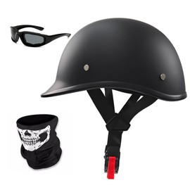 Motorcycle Half Helmet,DOT Approved Vintage Shell Open Face Unisex-Adult Helmet for Motorcycle Scooter Moped Street Cruiser