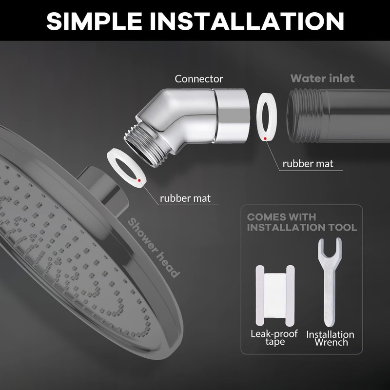 Shower Head Elbow Adapter, All Metal Handheld & Wall-Mounted Shower