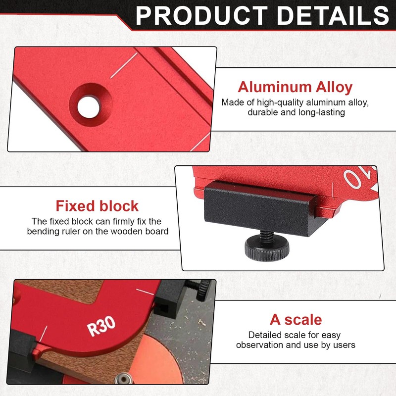Pack of 2 Red Router Jig Radius Stencil, Milling Template,