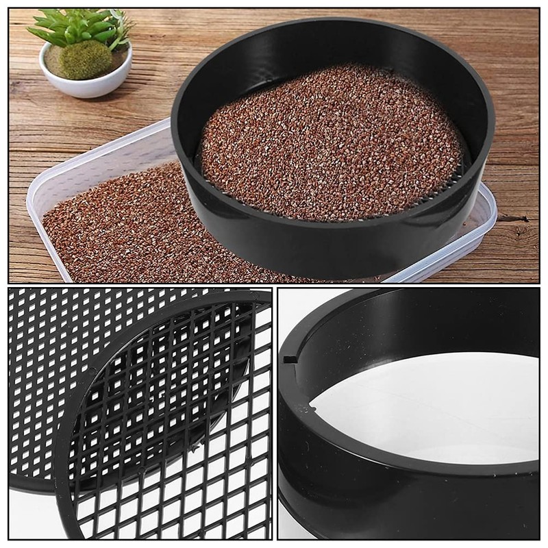 Angoily Plastic Sifting Pan, Soil Sieve Set, Round Mesh Garden