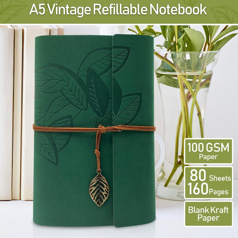 Joy & Inspiration PU Leather Notebook Vintage Refillable Bound Beautiful