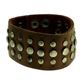 Trendy faux leather strap bracelet with studded accents 9B10M