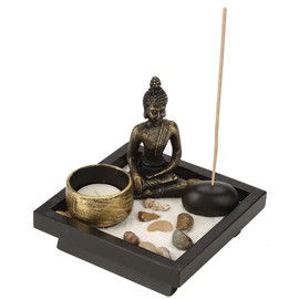 Hztyyier Mesa Budismo Candelabro Inicio Jardín Zen Buda Estatua Conjunto de Incienso para decoración Meditación de relajación