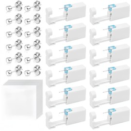 Aucuu Ear Piercing Gun, 6/9/10/12 Pieces Ear Piercing Sterile Sterile Safety Ear Piercing Gun, Piercing Gun with Stud Earrings, Painless Self-Piercing Tool, Plastic, No Gemstone