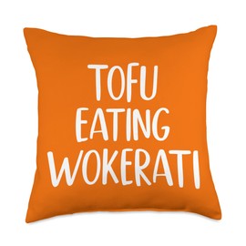 Tofu eating wokerati Throw Pillow