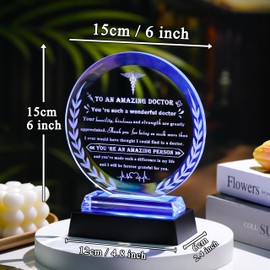 Doctor Appreciation Gifts for Women Men - Crystal Plaque Keepsakes with Light Base - Best Thank You Doctors Gift for Doctors' Day Birthday Christmas Thanksgiving Grateful Dr. Decor For Female Friend