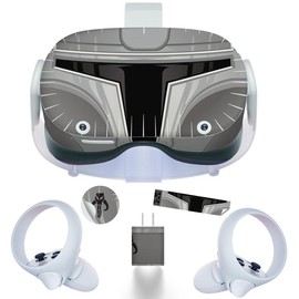 Easy-to-Apply Skin Sticker Kit compatible with Oculus Quest 2 VR headset - Man Helmet virtual reality accessory - VR protector skin covers
