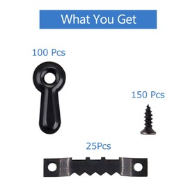 Amerlery 100 Pieces Frame Picture Turn Buttons and 25 Pieces Sawtooth Picture Frame Hanging Hangers Double Hole with 150 Pieces Screws for Hanging Pictures, Photos, Drawing
