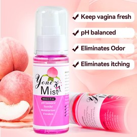 Peach Yoni Mist Deodorant Freshening Spray with Probiotics, 2 fl oz/60 ml for Women Block and Remove Odor, vaginal odor eliminatorHygiene Spray for Panty Private Parts