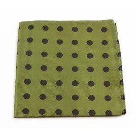 Mens Olive Green & Brown Polka Dot Silk Pocket Square Olive Green and Brown