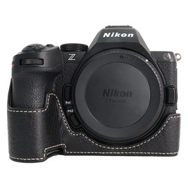 MUZIRI KINOKOO Nikon Z5 II Camera Mirrorless Retro Style PU Leather Z5 II/Z5II/Z5 Mark II Half Protective Case with Bottom Opening and Hand Grip Design - Black