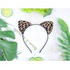 Bonnie Z. Leonardo Corduroy Leopard Spots Cat Ears Headband Brown