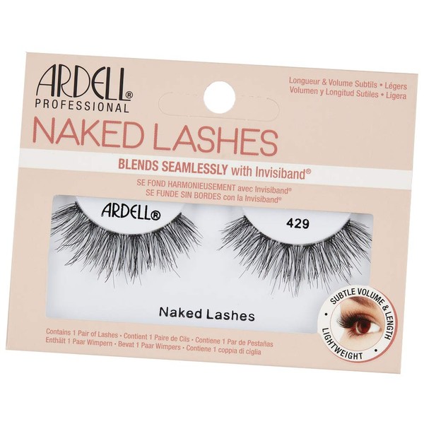 ARDELL Naked Lashes Real Hair Eyelashes 429 - 1 Pair of False Eyelashes Natural Real Hair Vegan Reusable Natural Fake Lashes for Gluing