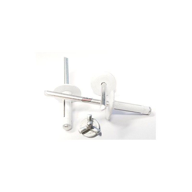 White Exploding Pop Rivets 3/16" Tri-Fold Large Head Aluminum Mandrel