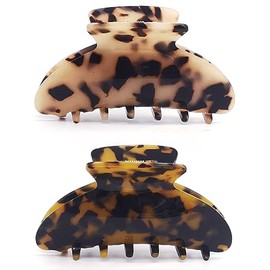 2 pinzas para el pelo, pinzas de acrílico francesas antideslizantes para mujeres y niñas, sujeción fuerte para cabello grueso (leopardo)