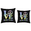 Cute Colorful Patchwork Peace Love Design Throw Pillow
