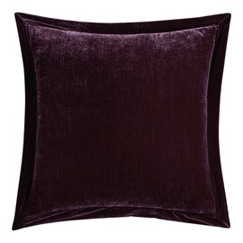 HiEnd Accents Stella Faux Silk Velvet Flanged Euro Sham Pillow Cover, 27x27 inch, Dark Violet, Romantic Western Modern Traditional Style Luxury Bedding